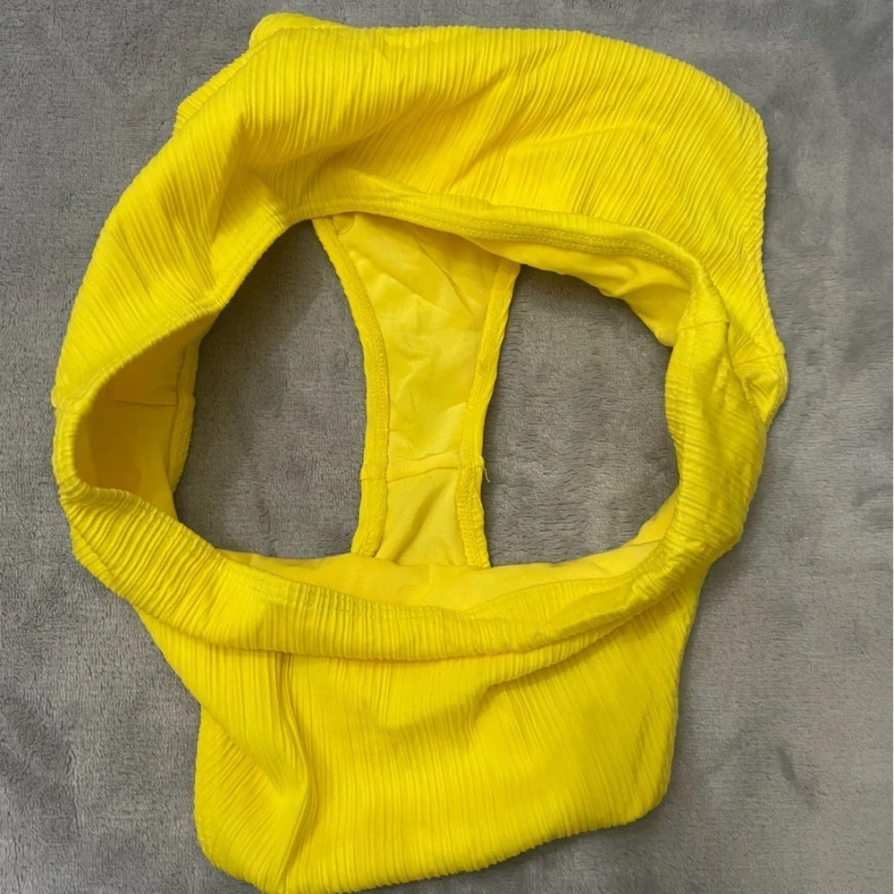 New! Frankie’s bikinis plisse cheeky bottoms Pina colada yellow 10752